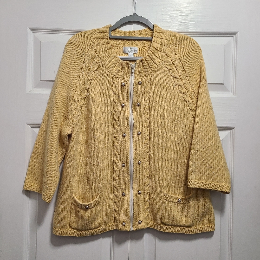 Studio‎ Works Mustard Cable Knit Cardigan Large